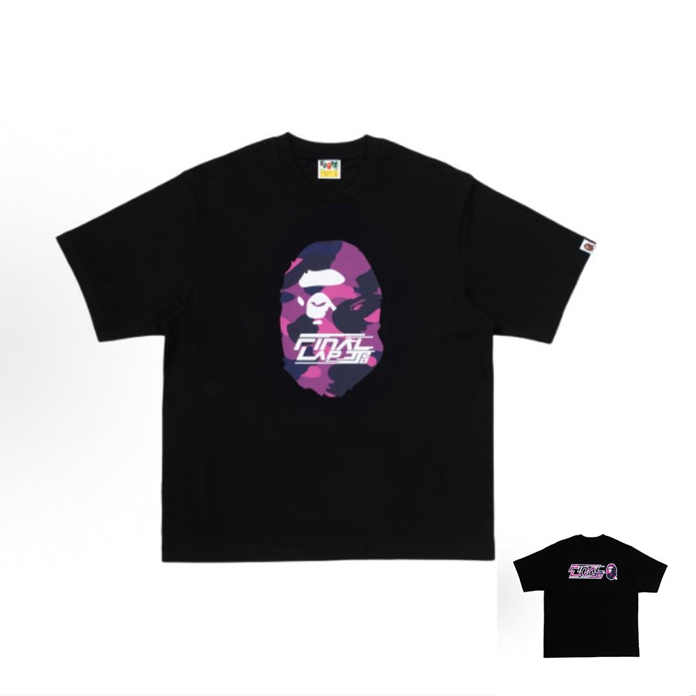 BAPE Shark Ape Head Camo Print Crew Neck Short Sleeve T‑Shirt Unisex