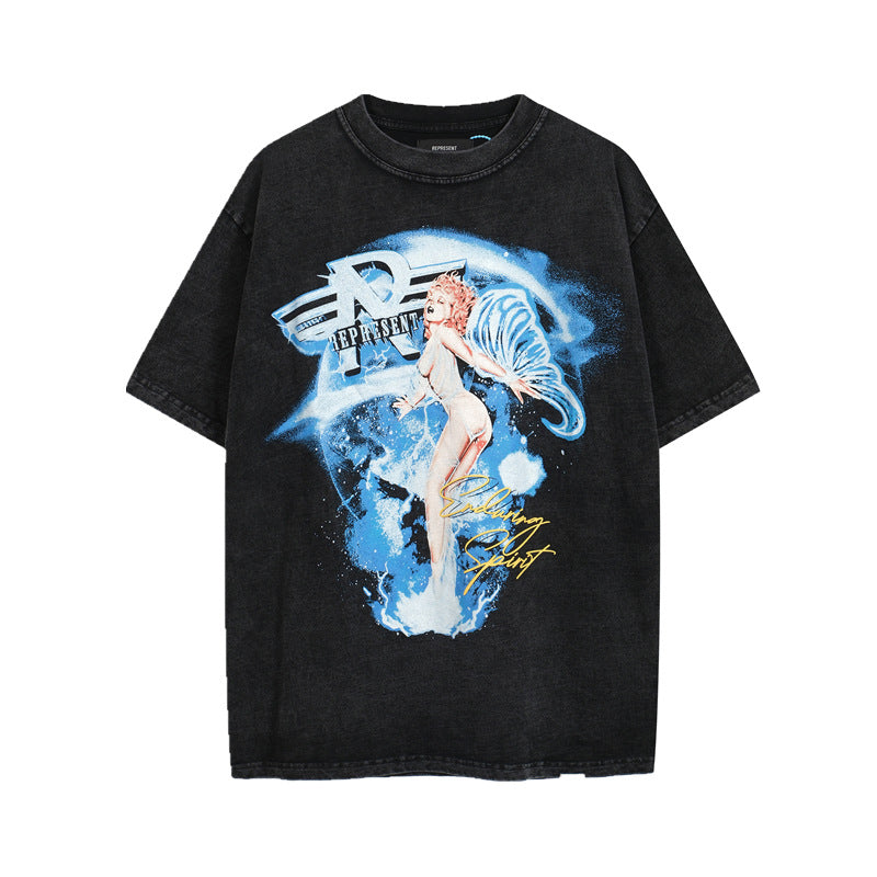 Represent Vintage Washed Graphic Short Sleeve Tee Streetwear Unisex