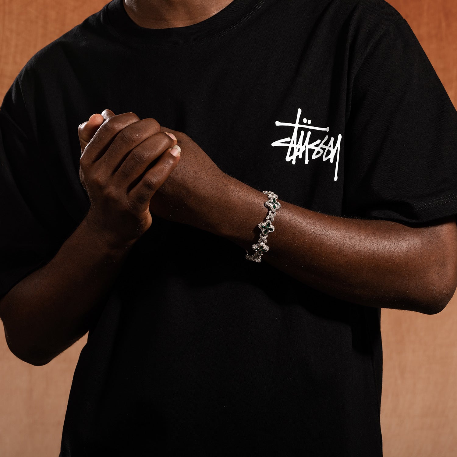 Iced Out Four Leaf Clover 5A Color Zircon Hip Hop Bracelet For