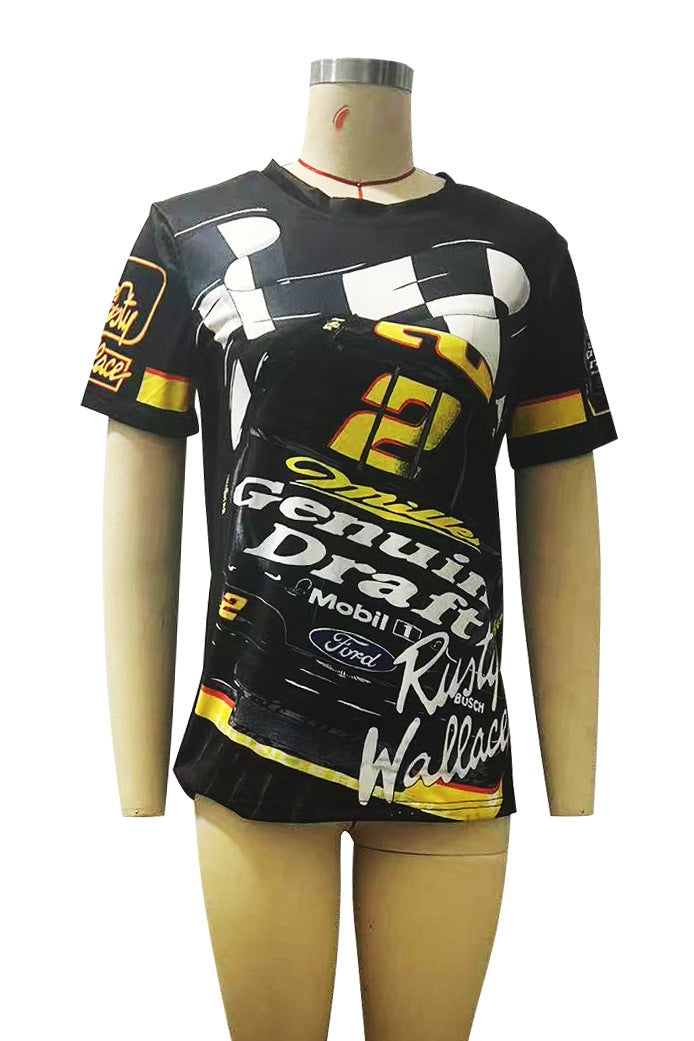Hunter Scotto Nascar Racing Car Print Crew Neck Short Sleeve T Shirt