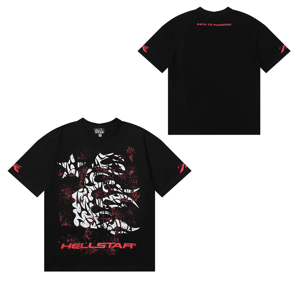 Hellstar Series Vintage Graphic Print Loose Unisex Streetwear T-Shirt