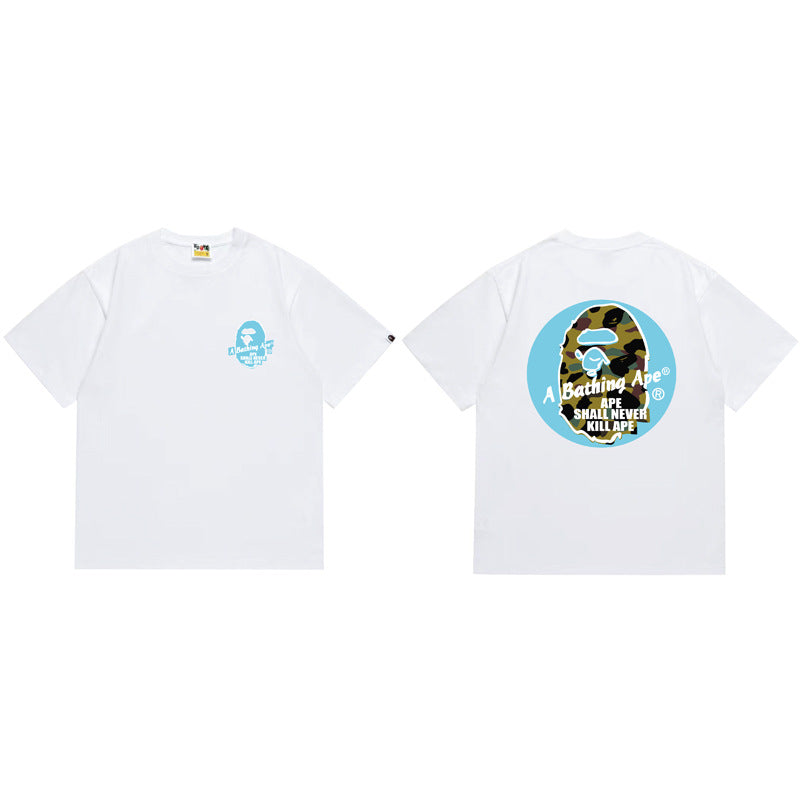 BAPE Ape Head Shark Print Loose Casual Unisex T-Shirt