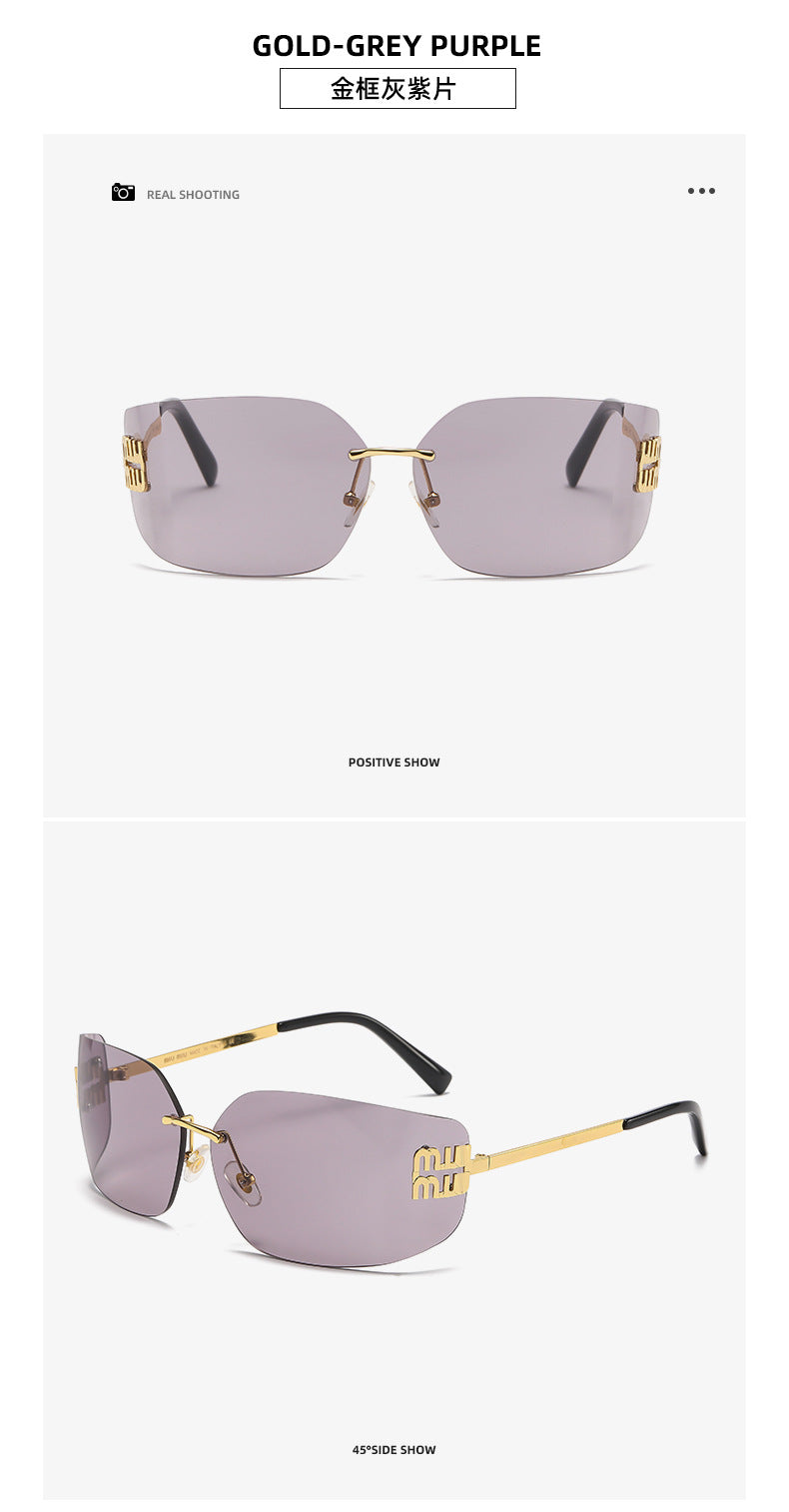 Miu Miu MU 54YS Runway Y2K Rectangle Rimless Womens Sunglasses