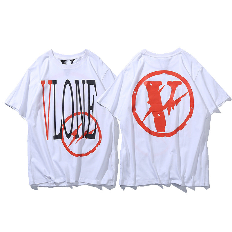 Vlone Big V Letter Graphic Print Short Sleeve Tee Streetwear Unisex