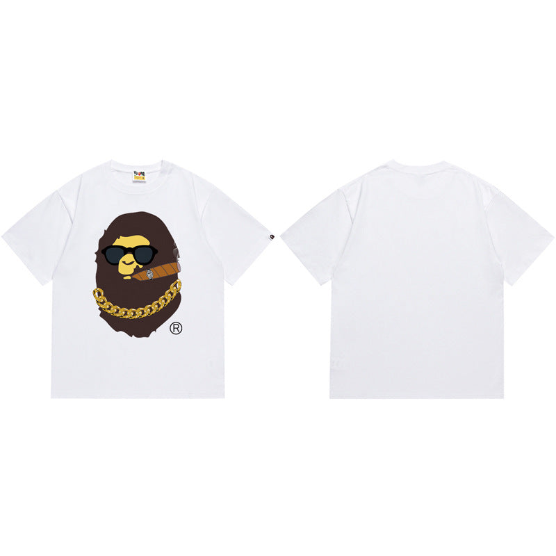 BAPE Ape Head Shark Print Loose Casual Unisex T-Shirt