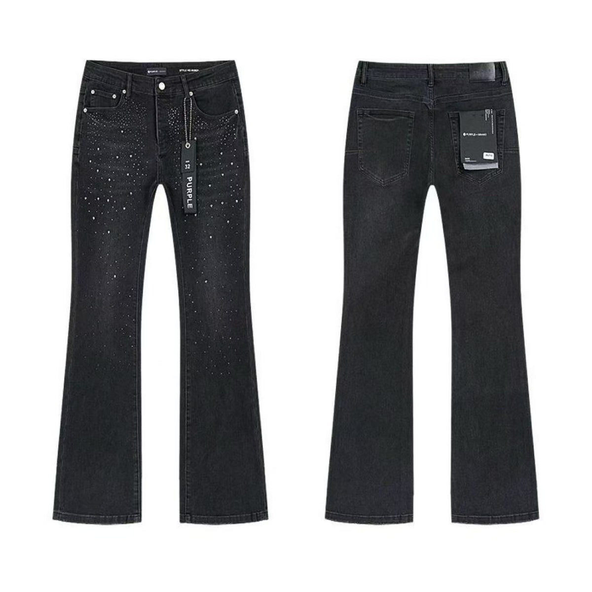 Purple Brand Men Stretch Skinny Ripped Printed Embroidered Denim Jeans