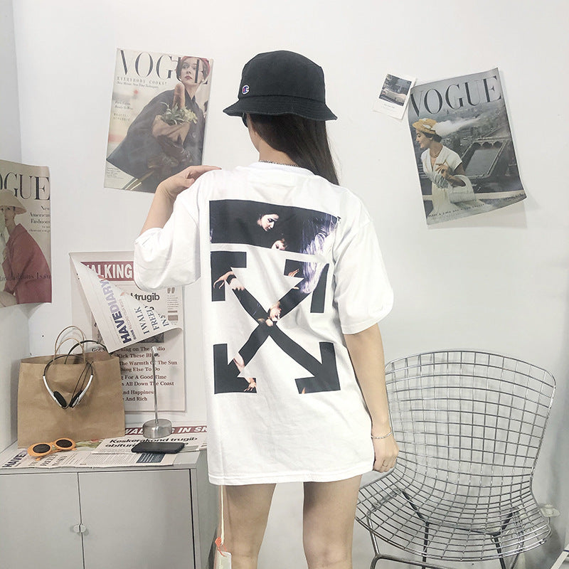 Off White Arrow Gradient Graphic Short Sleeve Tee Streetwear Unisex