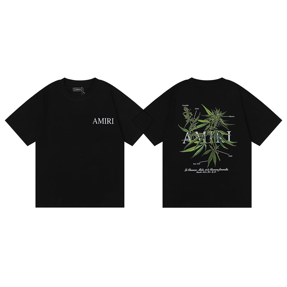 Amiri Rose Skull Letter Graphic Short Sleeve Tee Streetwear Unisex