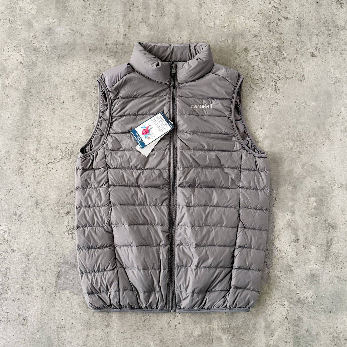 Montbell Plasma Down Vest Stand Collar Zip Ultralight Warm Gilet