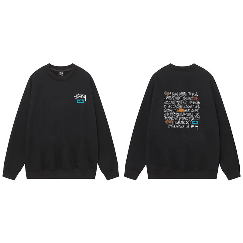 Stussy Graphic Crewneck Sweatshirt 8 Ball Dice Street Casual Pullover