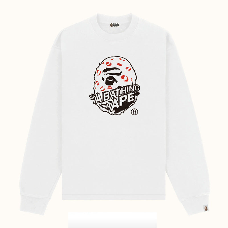 Bape Multi‑Ape‑Head Graphic Oversized Long Sleeve Tee Streetwear