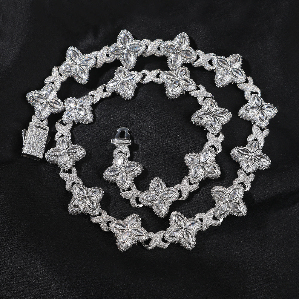 Iced Out Four Leaf Clover 5A Color Zircon Hip Hop Bracelet For