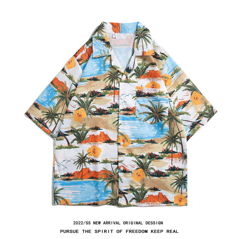 Mens Camp Collar Tropical Hawaiian Floral Short Sleeve Beach Shirt  South2101-2126