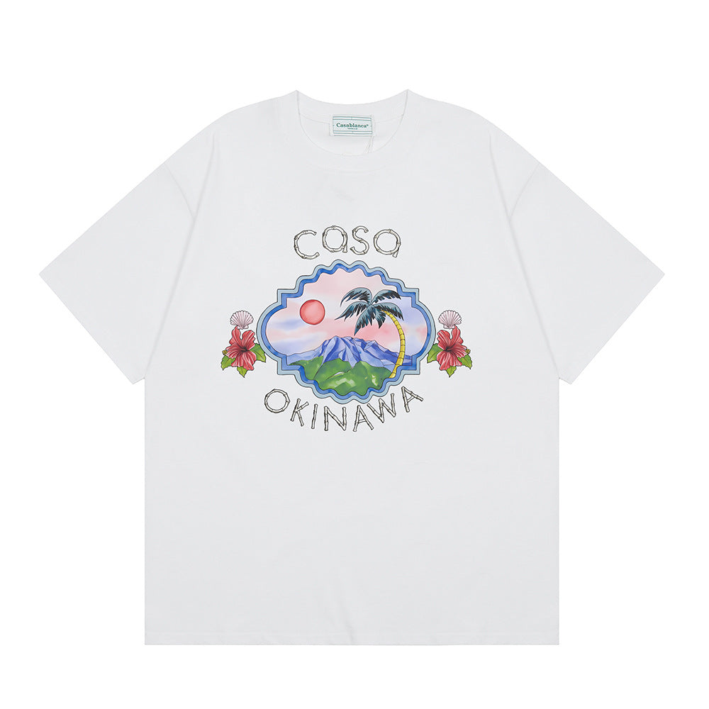Casablanca Vintage Logo Print Loose Short Sleeve T Shirt Unisex Y2K