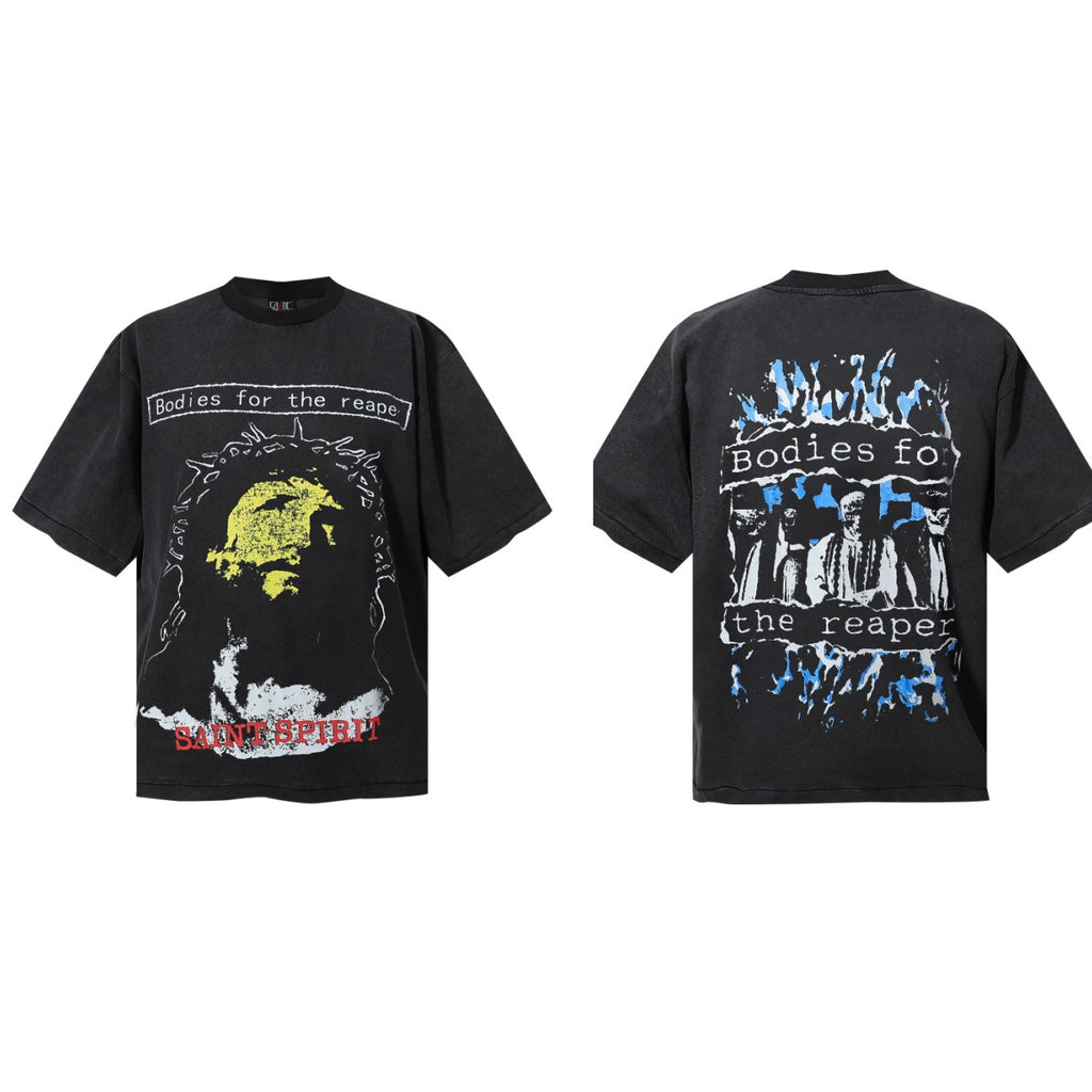 Saint Michael Vintage Washed Graphic Print Loose Streetwear T-Shirt