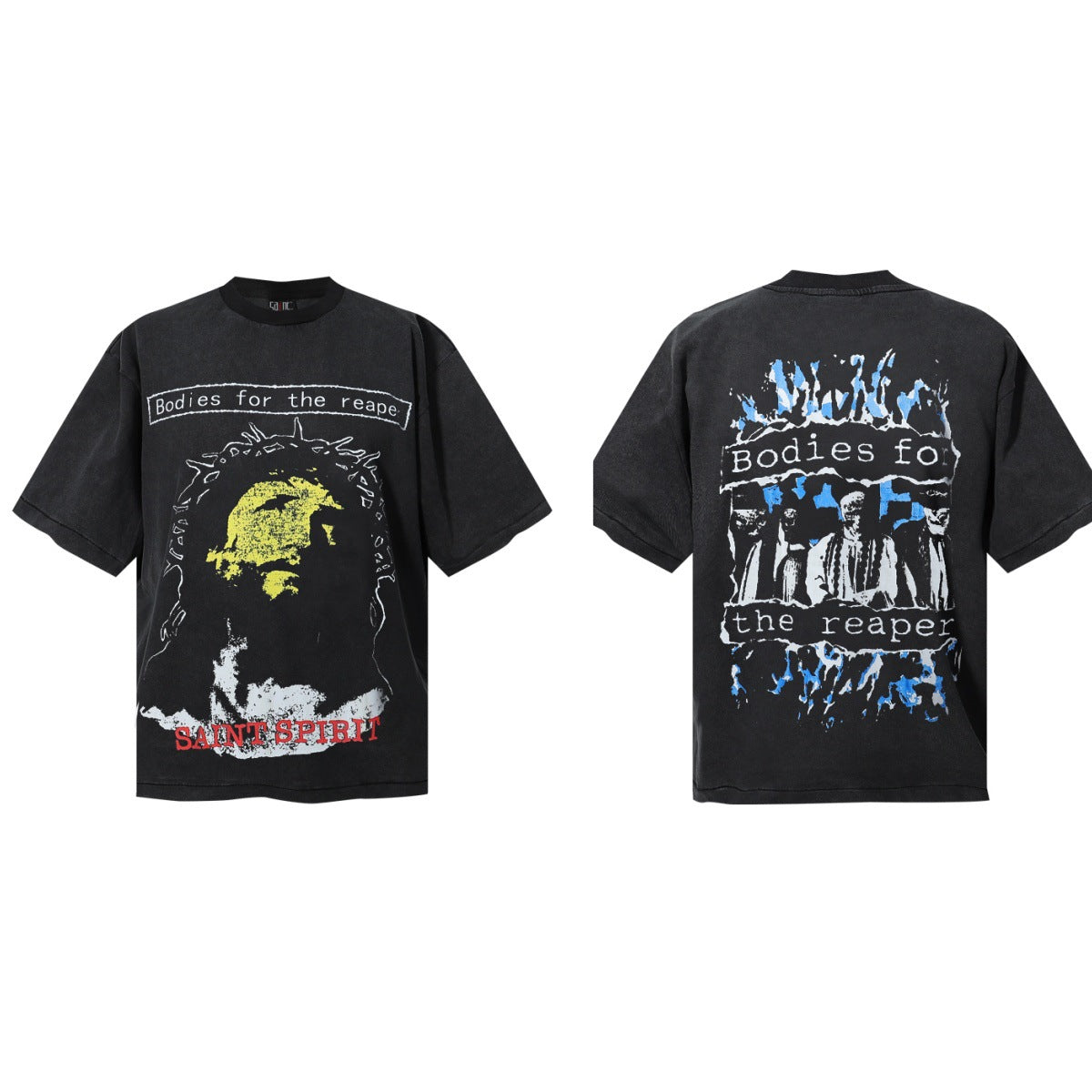 Saint Michael Vintage Washed Graphic Print Loose Streetwear T-Shirt