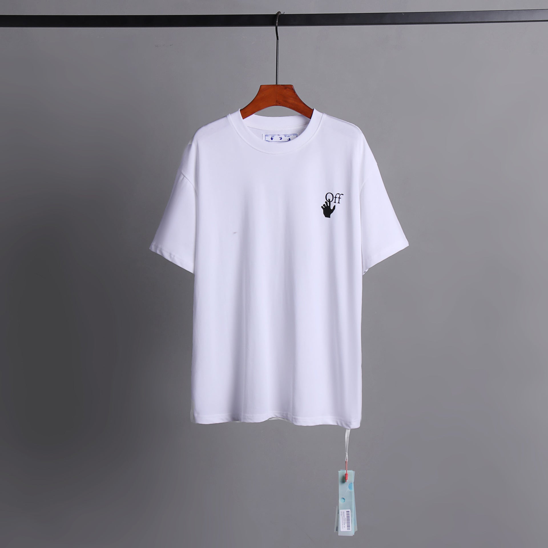 Off White Arrow Hand Letter Graphic Crew Neck Short Sleeve T Shirt