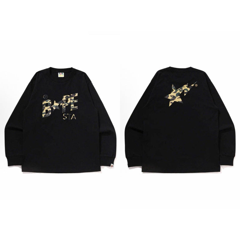 Bape Baby Milo Camo Ape Head Graphic Oversized Long Sleeve Tee Street