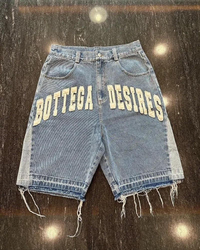Y2K Skull Embroidery Baggy Denim Jorts
