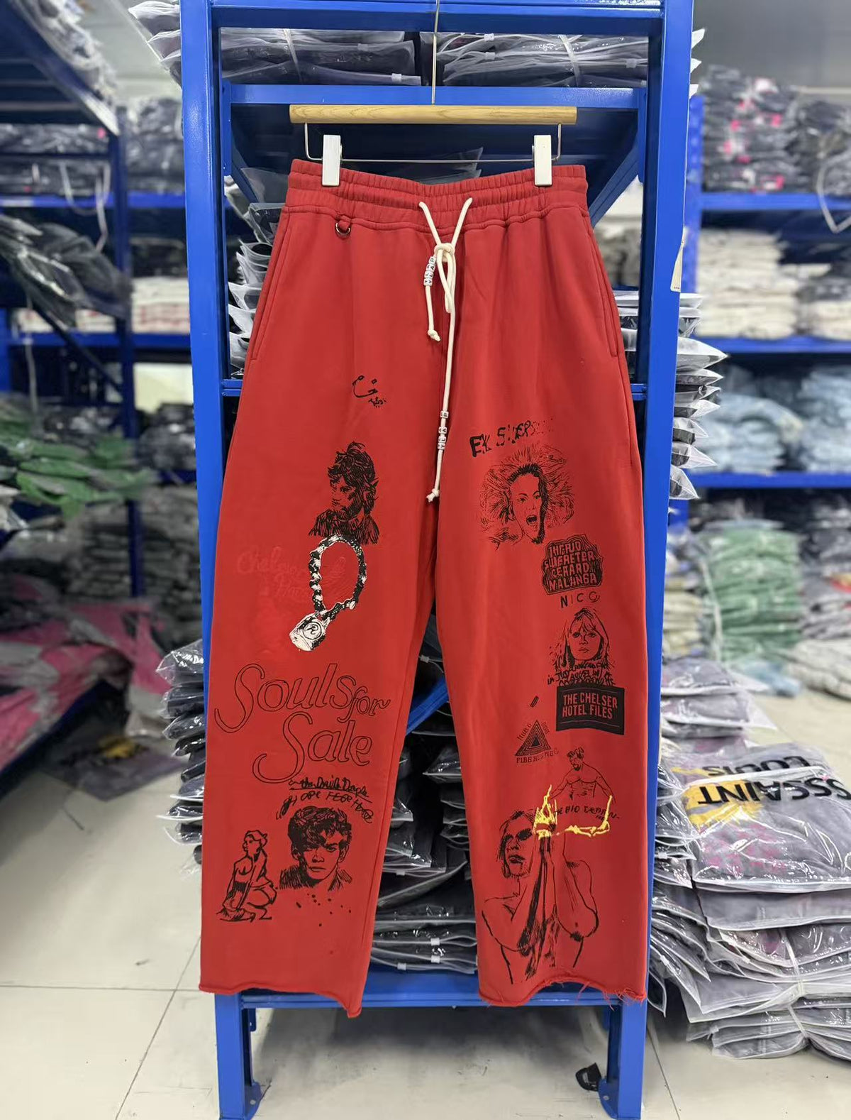 Paly Hollywood Vintage Washed Distressed Drawstring Sweatpants