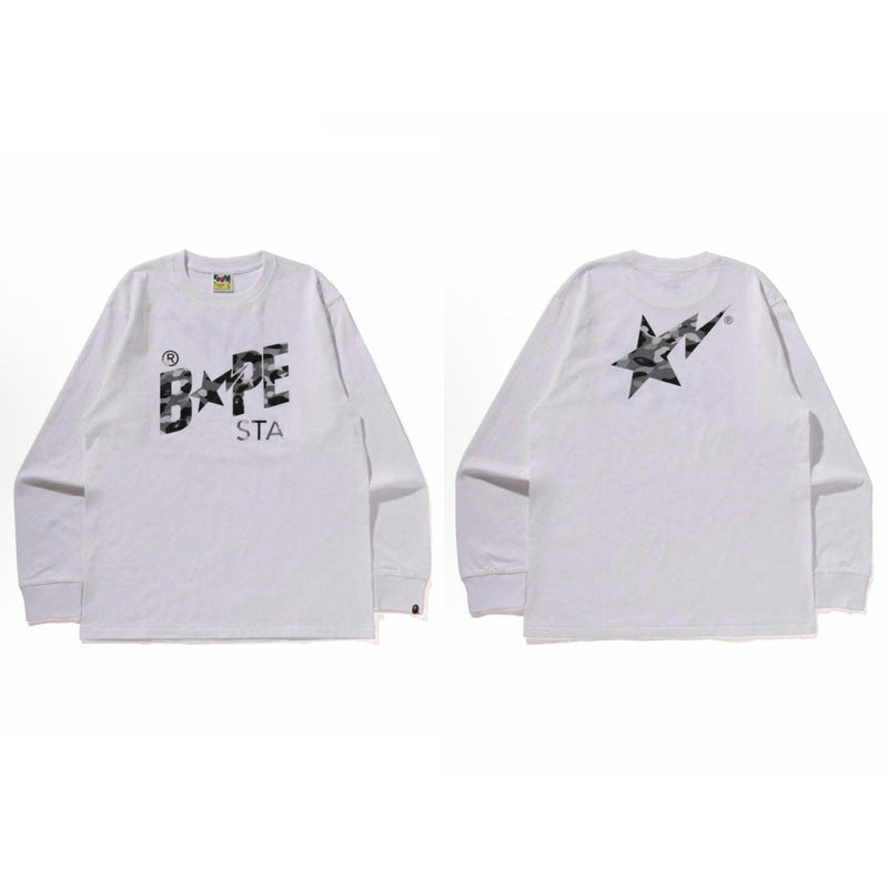 Bape Baby Milo Camo Ape Head Graphic Oversized Long Sleeve Tee Street