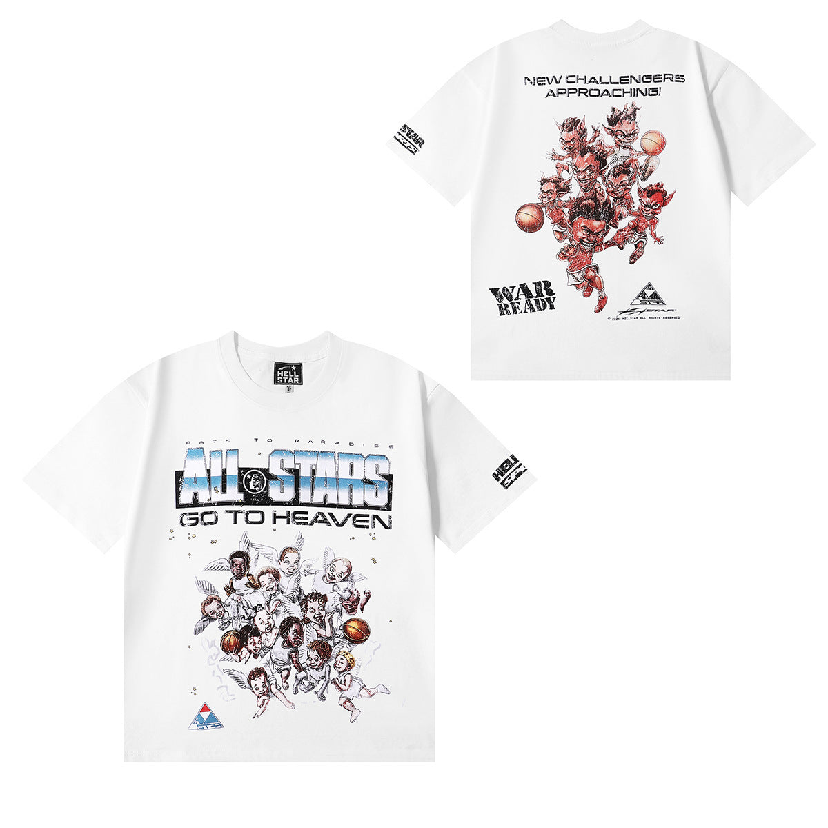 Hellstar Series Vintage Graphic Print Loose Unisex Streetwear T-Shirt