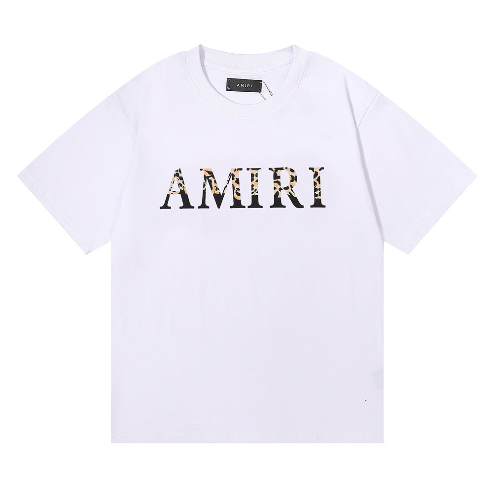 Amiri Rose Skull Letter Graphic Short Sleeve Tee Streetwear Unisex