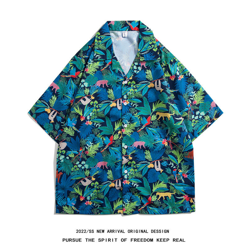 Mens Camp Collar Tropical Hawaiian Floral Short Sleeve Beach Shirt  South2101-2126