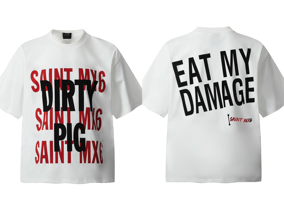 Saint Michael Vintage Washed Multi‑Print Graphic Oversized Tee Street