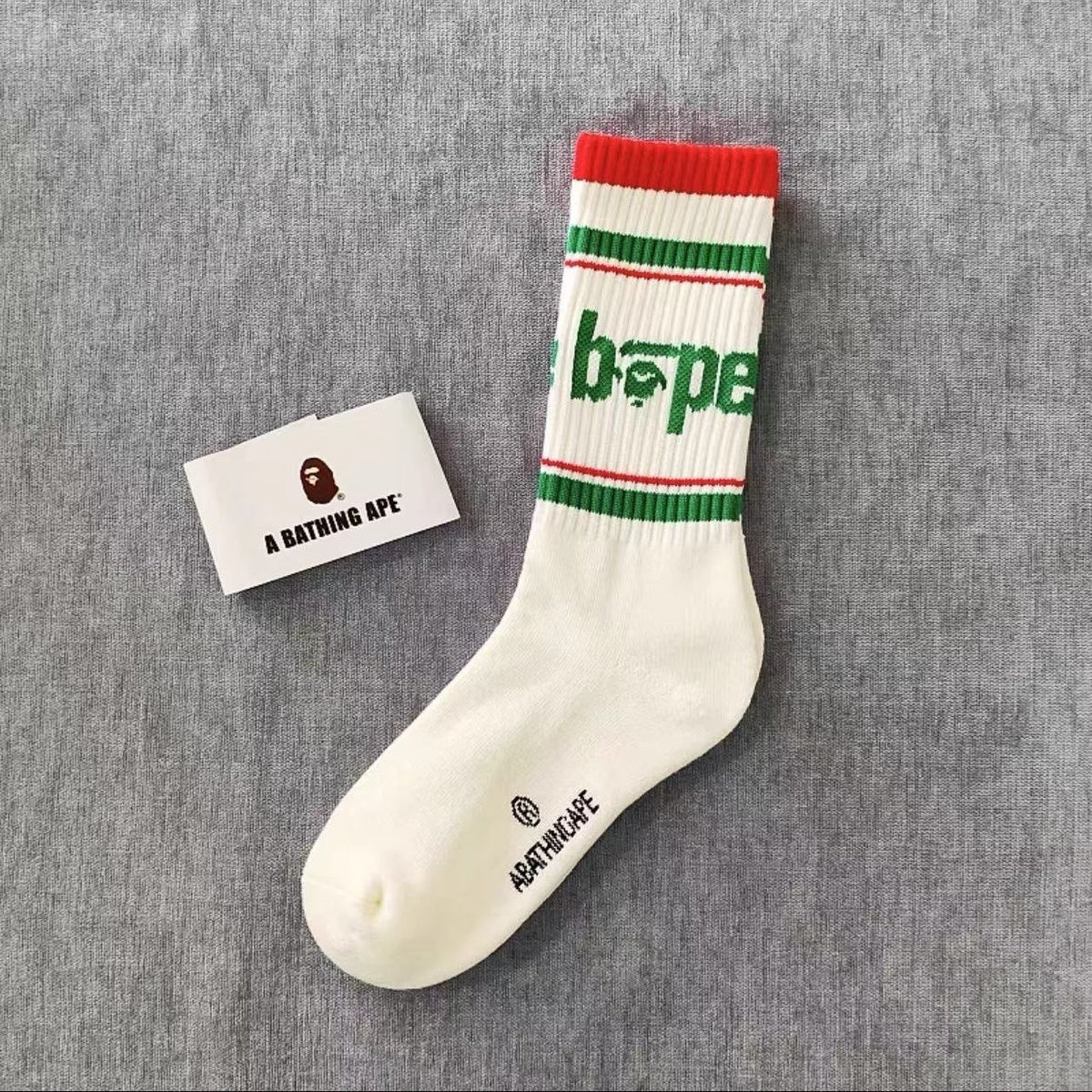 BAPE Ape Head Ribbed Crew Socks Multi Graphic Prints