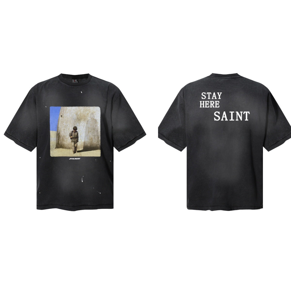 Saint Michael Vintage Washed Graphic Print Loose Streetwear T-Shirt