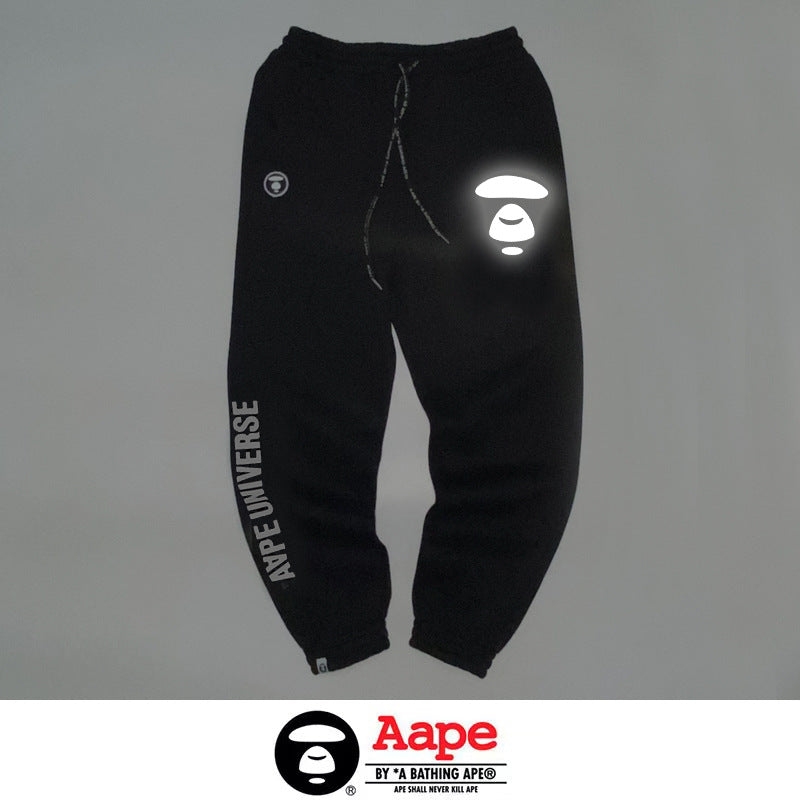 BAPE Aape Universe Ape Face Print Cuffed Jogger Sweatpants Unisex