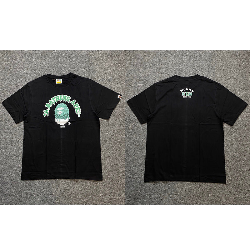 BAPE Ape Shark Graphic Print Loose Unisex Heavyweight Cotton T-Shirt