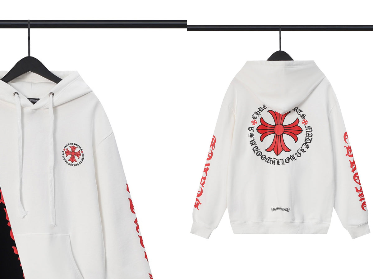 Chrome Hearts Horseshoe Cross Hoodie Goth Streetwear Graphic Pullover