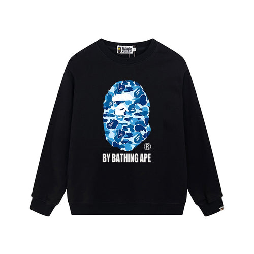 Bape Arch Letter Shark Ape Head Washed Oversized Crewneck Streetwear