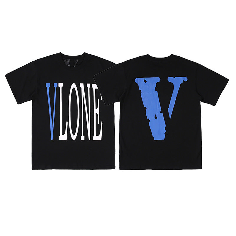 Vlone Big V Letter Graphic Print Short Sleeve Tee Streetwear Unisex