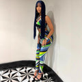 Abstract Print Sleeveless Crop Top Leggings 2 Piece Set