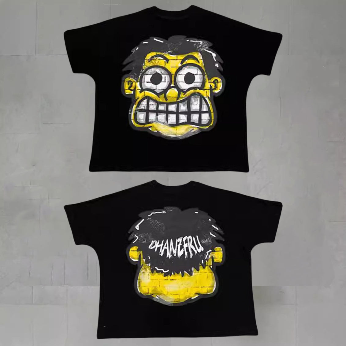 Touch Studios Y2K doppelseitiges Oversize-Vintage-Baumwoll-T-Shirt mit Cartoon-Print