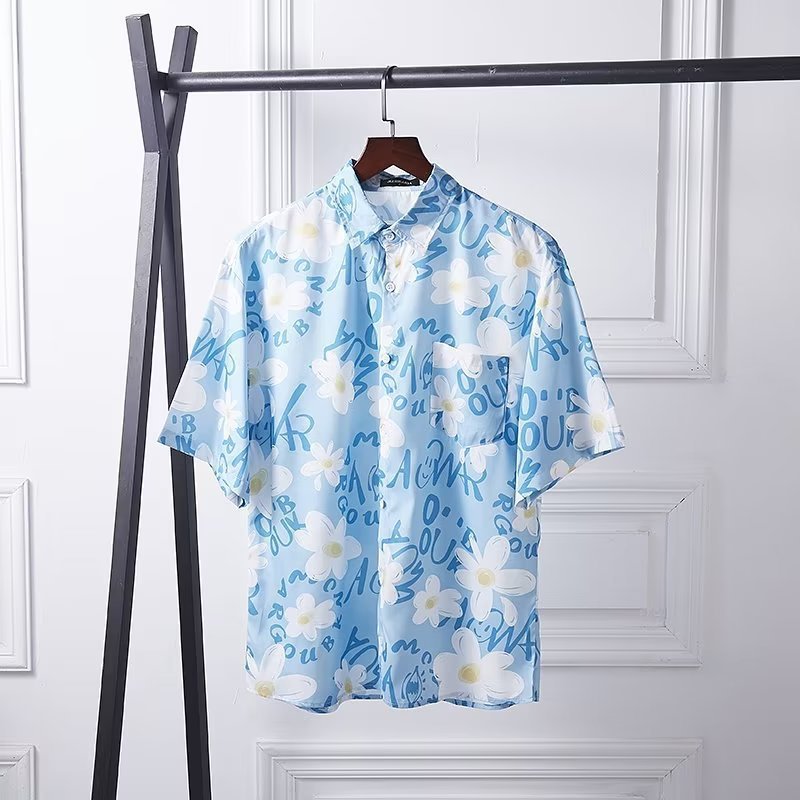 Mens Tropical Hawaiian Floral Loose Short Sleeve Summer Shirt 8002-8034