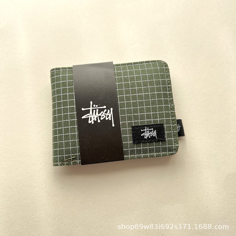 Stussy Canvas Bifold Wallet Multi Pattern Card Holder Coin Purse
