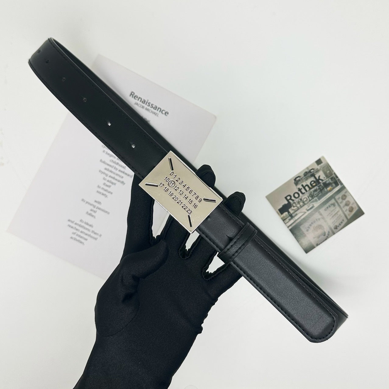 Maison Margiela Number Tag Flat Buckle Leather Belt Streetwear Unisex