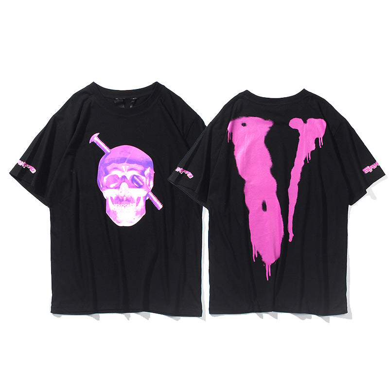Vlone Big V Letter Graphic Print Short Sleeve Tee Streetwear Unisex