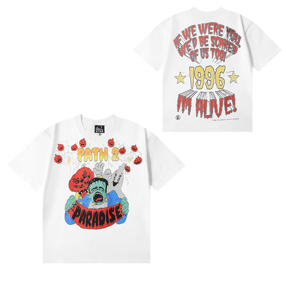 Hellstar Series Vintage Graphic Print Loose Unisex Streetwear T-Shirt