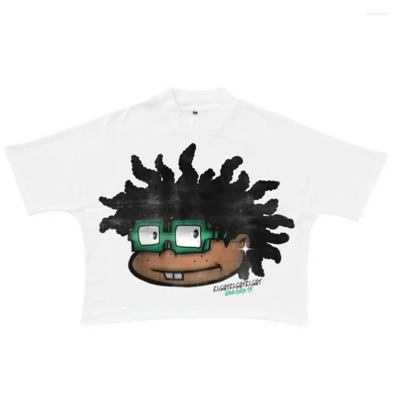 Madhand Style Y2K Schwarzes Cartoon Grafik Unisex Oversized Streetwear Baumwoll T-Shirt