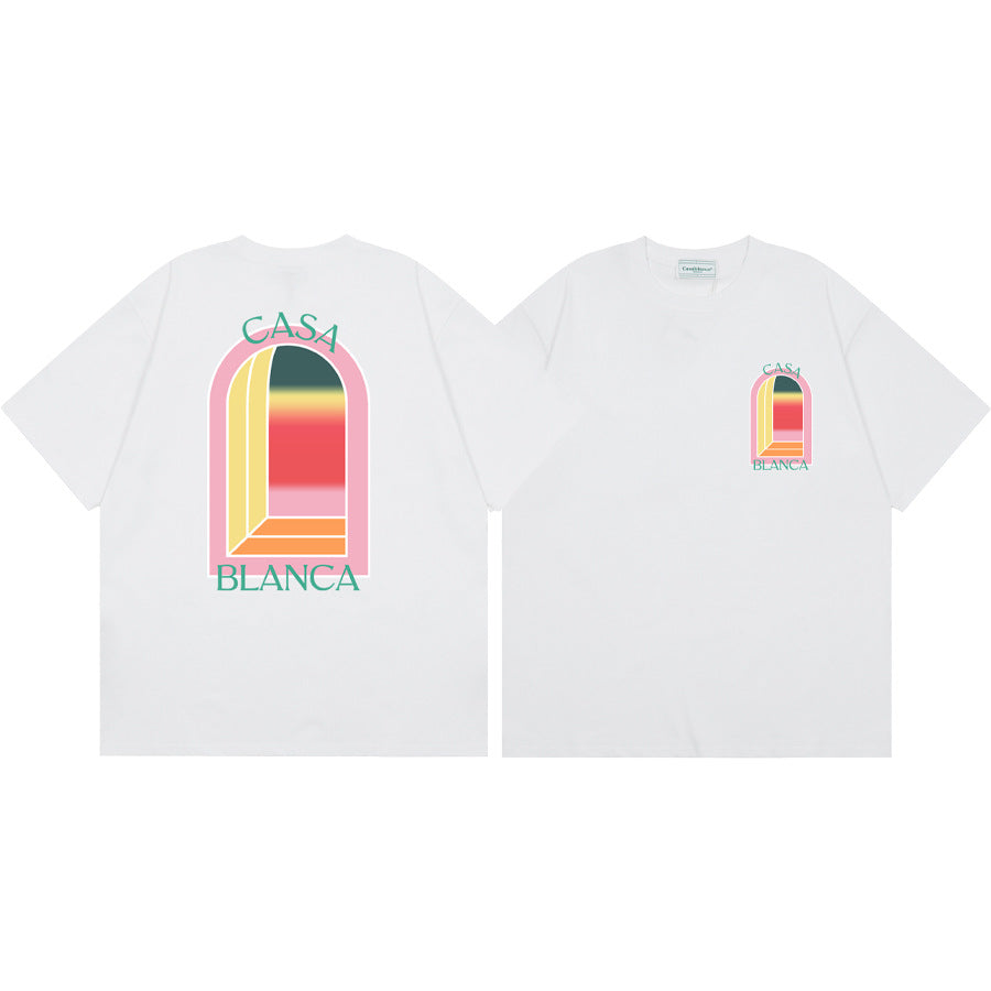 2026 New Casablanca Logo Print Loose Fit Unisex Short Sleeve T-Shirt