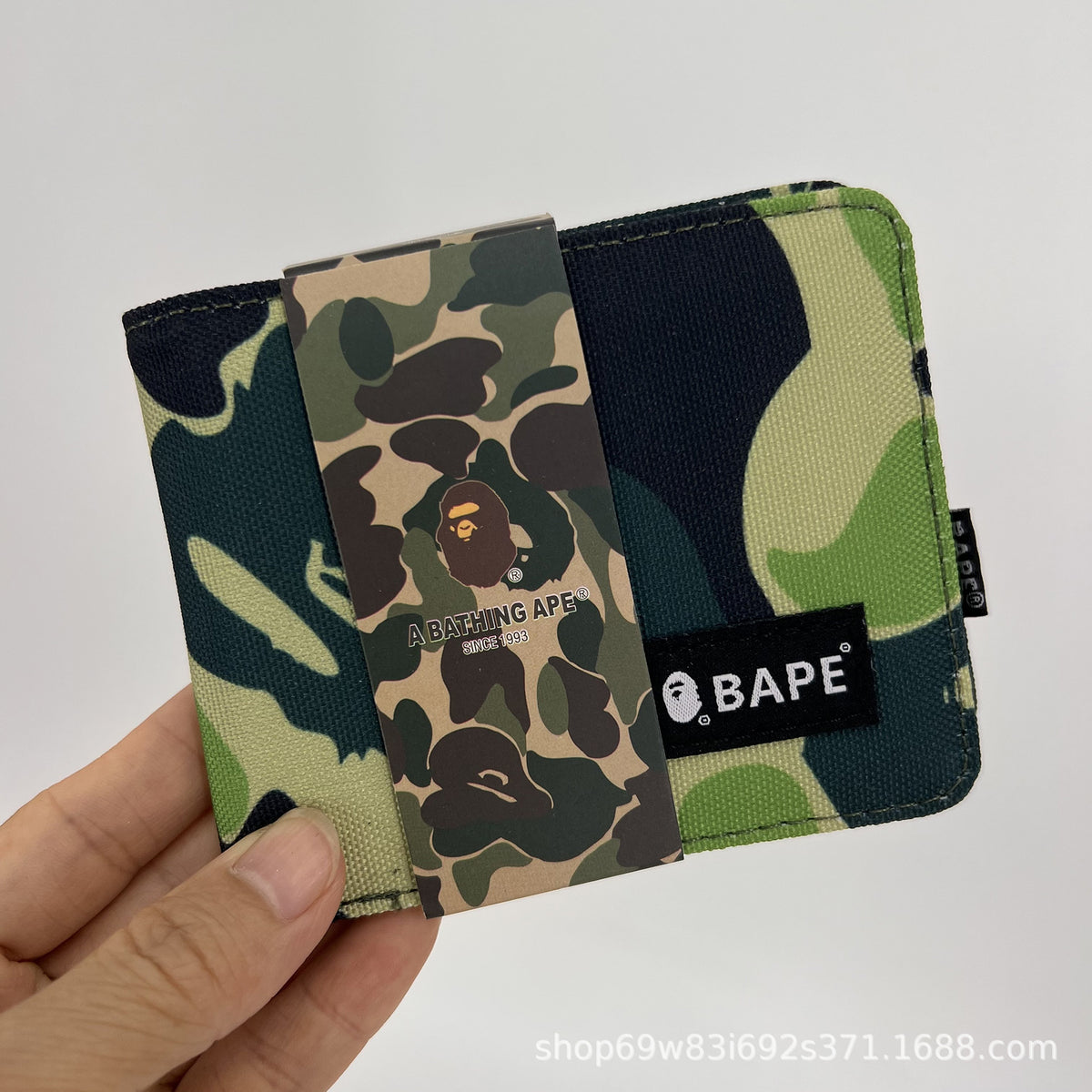 BAPE Camo Ape Head Bifold Wallet Mini Multi Color Canvas Card Holder
