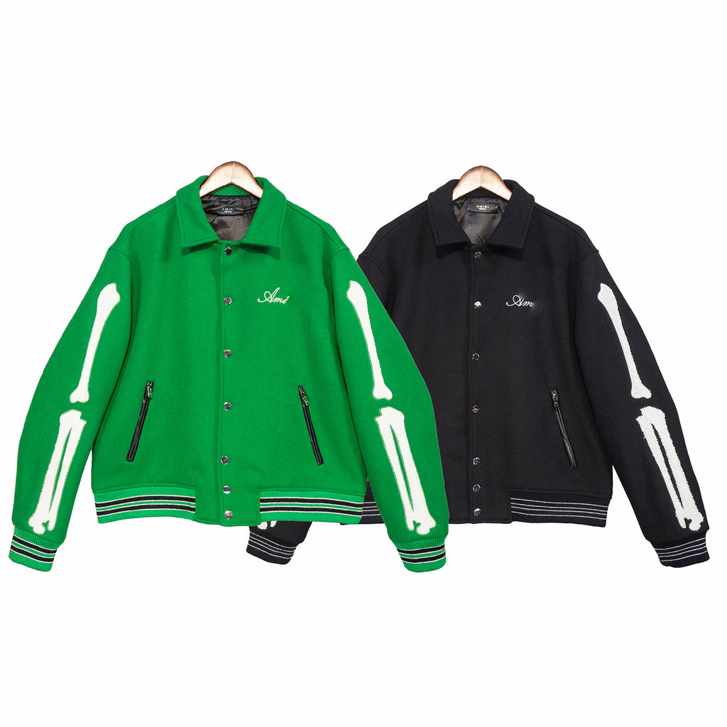 Amiri Bones Varsity Jacket Embroidery Wool Blend Baseball