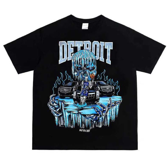 Vintage NBA Team Skelett Grafik Unisex Oversized Streetwear Baumwoll T-Shirt
