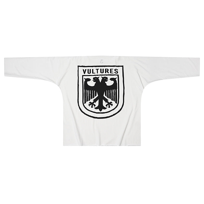 Vulture Eagle Crest Graphic Streetwear Oversized Batwing Long Sleeve T Shirt