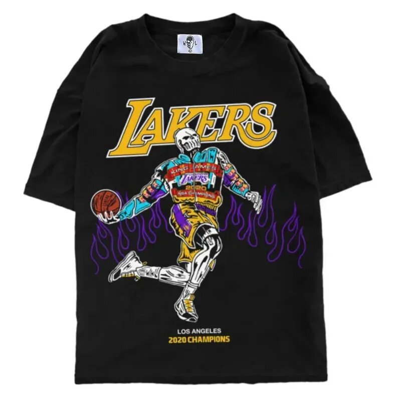Vintage NBA Team Skelett Grafik Unisex Oversized Streetwear Baumwoll T-Shirt